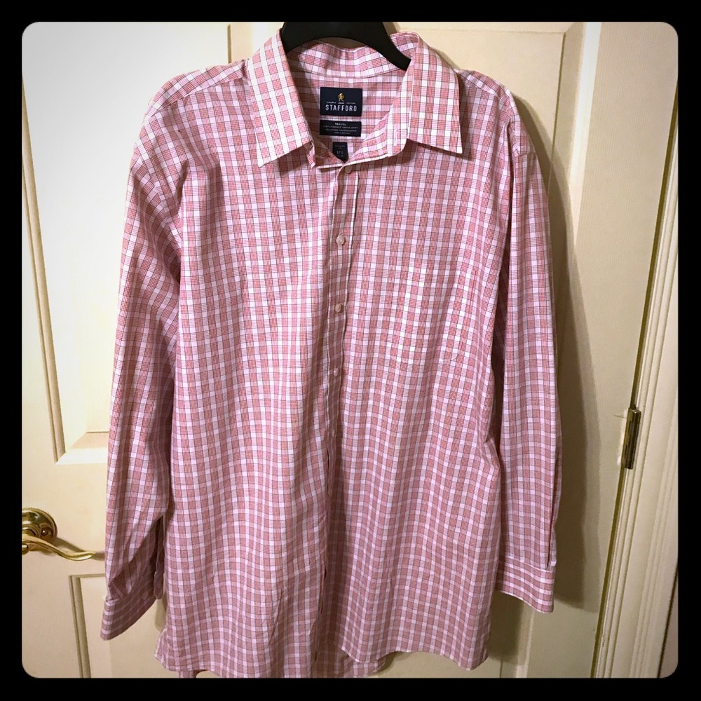 2 Stafford Button Up Men’s Dress Shirt 17.5 neck